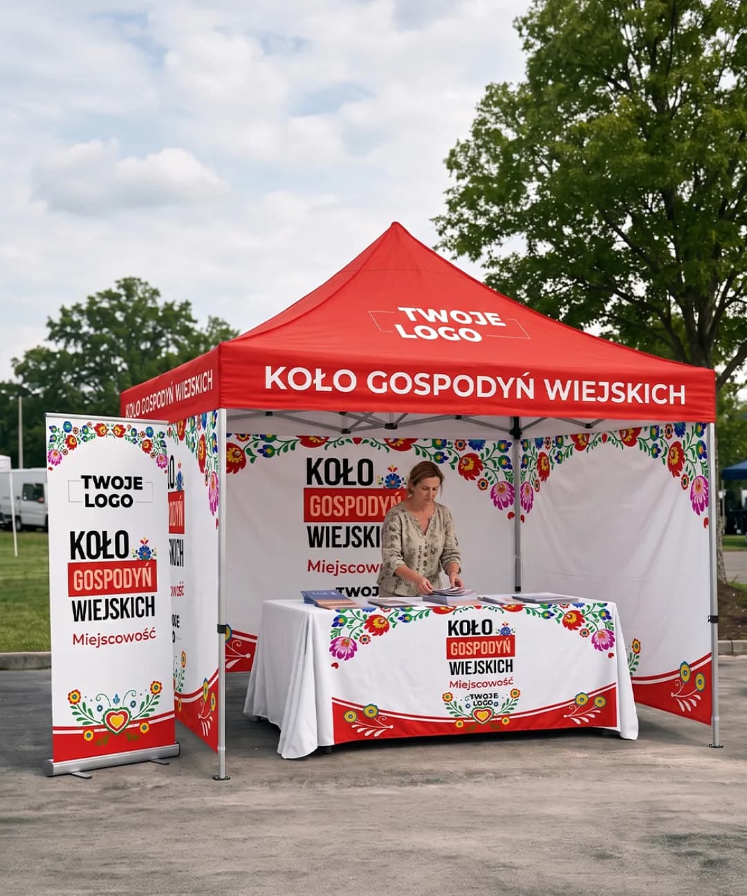 🌸 Niech Wasze Koło będzie widoczne z daleka! Dożynki, jarmark, festyn czy lokalne wydarzenie? Profesjonalne stoisko pomaga wyróżnić Koło Gospodyń Wiejskich i pięknie prezentować j