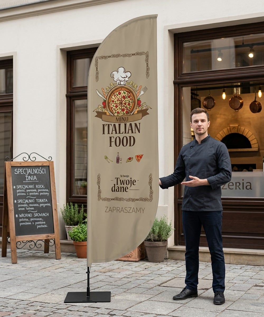 Italian menu food pizza nr 1 Beachflag Winder Flaga