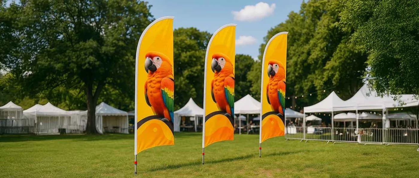 Flagi reklamowe PROflagi podczas wydarzenia plenerowego