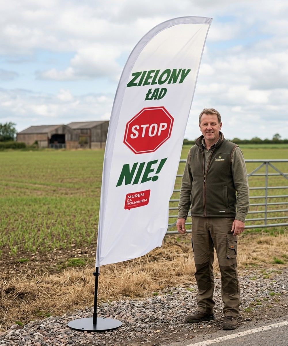 Flaga z masztem protest rolników nr 2
