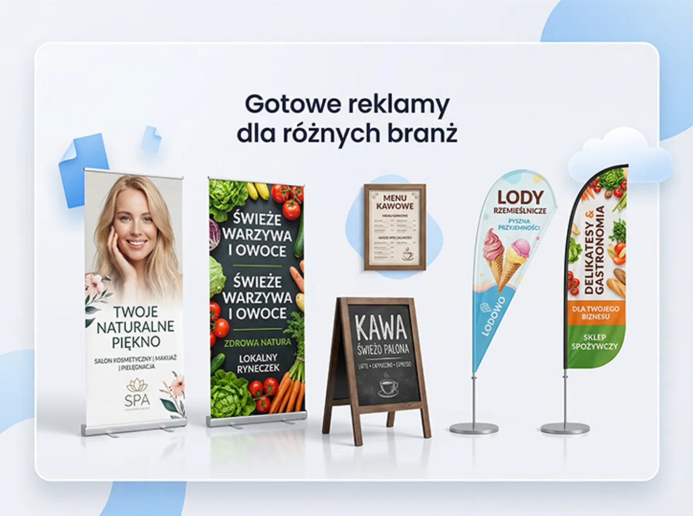 Przykładowe nośniki reklamowe dla różnych branż